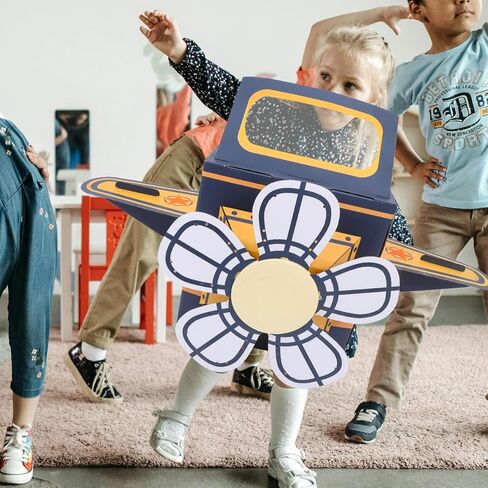 TOYANDONA Wearable Cardboard Airplane Toy Boy Outfit Dress Toddler Airplane Costume Cardboard Making Toy Interactive Toy DIY Aircraft Toy Blue, 92.5X77.5cm in Kuwait