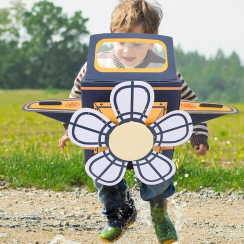 TOYANDONA Wearable Cardboard Airplane Toy Boy Outfit Dress Toddler Airplane Costume Cardboard Making Toy Interactive Toy DIY Aircraft Toy Blue, 92.5X77.5cm in Kuwait