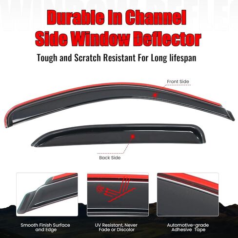IKON MOTORSPORTS in Channel Window Visors Compatible with 2007-2014 Chevrolet Tahoe & GMC Yukon, Acrylic Smoke/Tinted Rain Guards, Side Window Wind Deflectors 4PCS in Saudi Arabia