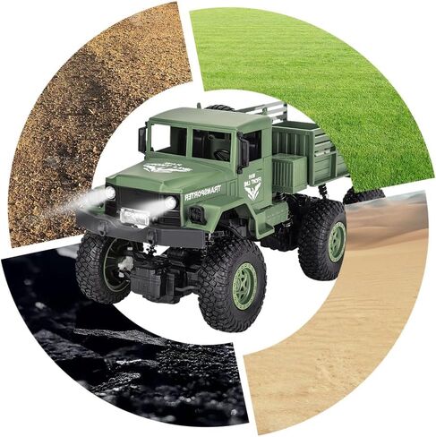 شاحنة OBEST العسكرية 2.4 جيجا هرتز للطرق الوعرة بجهاز تحكم عن بعد شاحنة RC 4WD للمركبات ATV، هدية مثالية لعيد الأطفال للأولاد (أخضر) in Kuwait