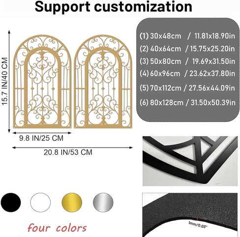 ruelen Metal Scroll Wall Decor -2 Piece Window Arch Wall Art,Wall Panels with Carved Iron. Rustic Farmhouse Style with Medallion Scroll Design for Living Room, Bathroom, Bedroom（ Black） in Kuwait