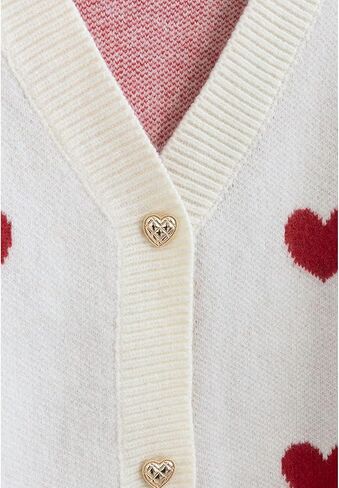 CHICWISH Women's Red/Ivory Soft Heart Cropped Knit Cardigan in Saudi Arabia
