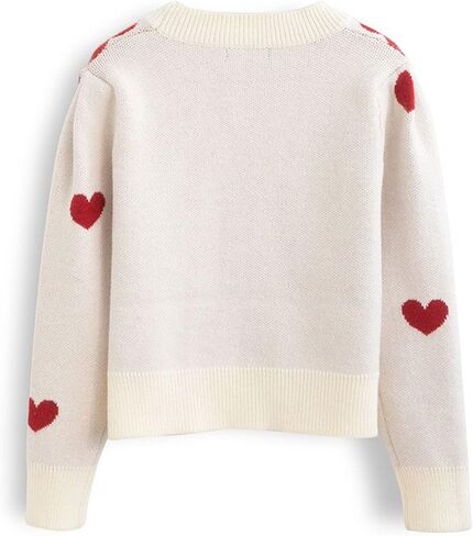 CHICWISH Women's Red/Ivory Soft Heart Cropped Knit Cardigan in Saudi Arabia