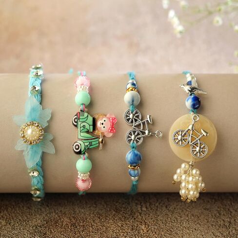 Rakhi Bhaiya Bhabhi Veera Rakhi Set Rakhi Lumba مجموعة مع Dora للأخ Bhabhi Rakhi مجموعة من 4 عائلة هدايا حزمة حزمة الخيط دوري للمهرجان التقليدي الهندي in Saudi Arabia