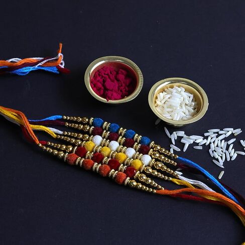 Crafty Creations presents Traditional Designer Rakhi for Brother on Raksha Bandhan gifting (Set of 6 rakhi) in Saudi Arabia