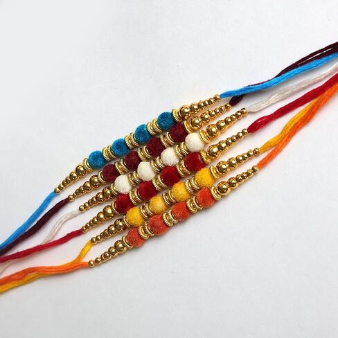 Crafty Creations presents Traditional Designer Rakhi for Brother on Raksha Bandhan gifting (Set of 6 rakhi) in Saudi Arabia