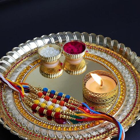 Crafty Creations presents Traditional Designer Rakhi for Brother on Raksha Bandhan gifting (Set of 6 rakhi) in Saudi Arabia