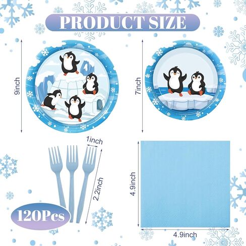 Zubebe 120 Pieces Skiing Birthday Party Supplies Set for 24 Guests, Skiing Paper Plates (7 and 9 Inch), Cups, Forks, Paper Napkins, Disposable Skiing Theme Dinnerware for Party Decorations in Kuwait