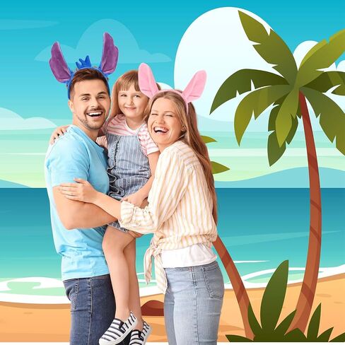 4 Pcs Blue Pink Hawaii Alien Dog Costume Set Bendable Ears Headband Pom Tail for Men Women Halloween Couples Cosplay Party Dress up in Saudi Arabia