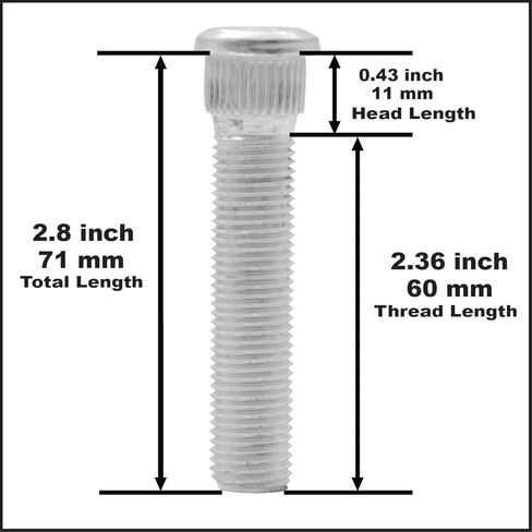 Project Innovation 71mm Total Length Long Extended Wheel Studs Wheel Bolts Compatible with Toyota Tundra Pick up Trucks m14x1.5x71 Year 2007-2021 1 Set 12pcs in Saudi Arabia