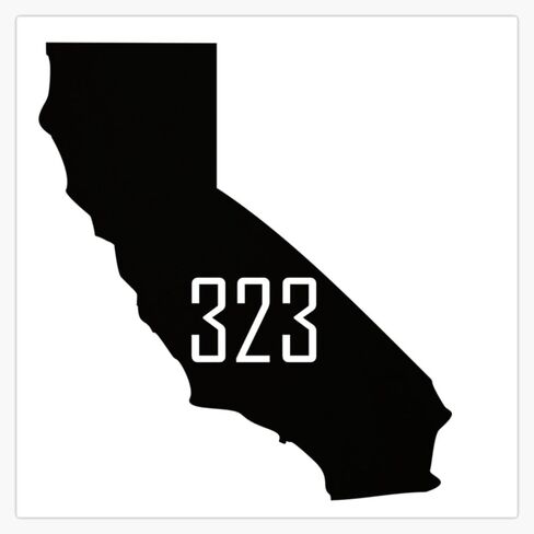 Los Angeles Area Code 323 Window Water Bottle Bumper Sticker Decal 5" in Saudi Arabia