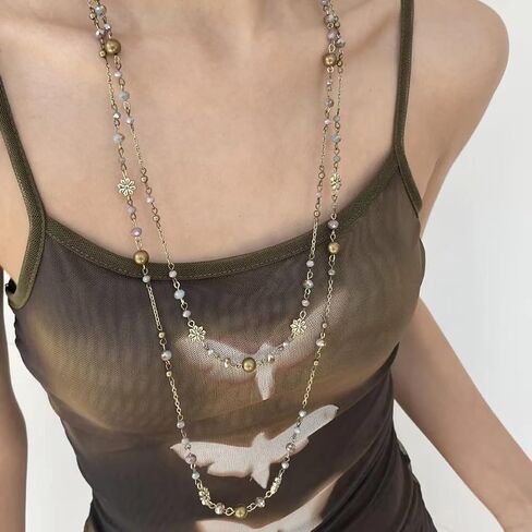 Long Pearl Necklaces for Women Dainty Pearls Chain Gold and Long Layered Statement Sweater Strand Chain Jewelry in Kuwait