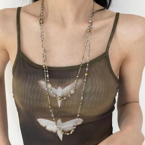 Long Pearl Necklaces for Women Dainty Pearls Chain Gold and Long Layered Statement Sweater Strand Chain Jewelry in Kuwait