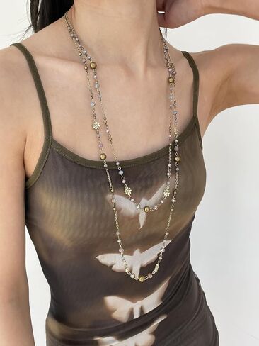 Long Pearl Necklaces for Women Dainty Pearls Chain Gold and Long Layered Statement Sweater Strand Chain Jewelry in Kuwait