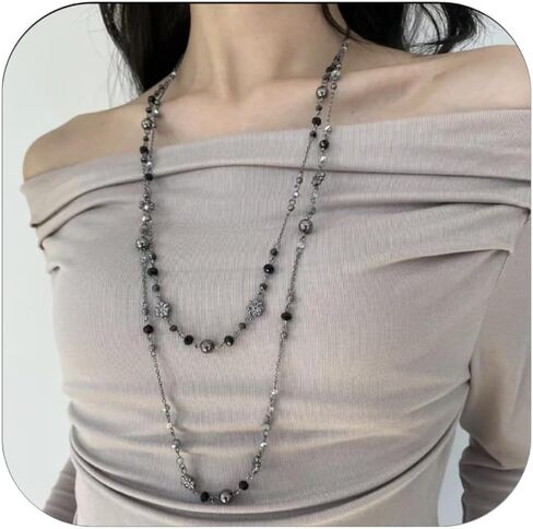 Long Pearl Necklaces for Women Dainty Pearls Chain Gold and Long Layered Statement Sweater Strand Chain Jewelry in Kuwait