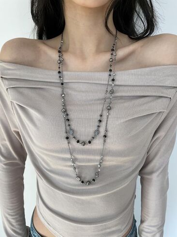 Long Pearl Necklaces for Women Dainty Pearls Chain Gold and Long Layered Statement Sweater Strand Chain Jewelry in Kuwait
