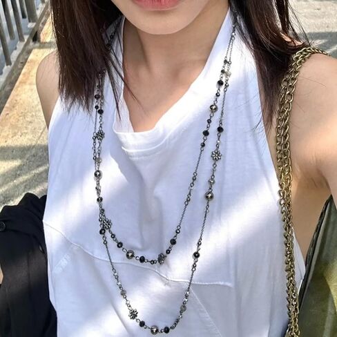 Long Pearl Necklaces for Women Dainty Pearls Chain Gold and Long Layered Statement Sweater Strand Chain Jewelry in Kuwait