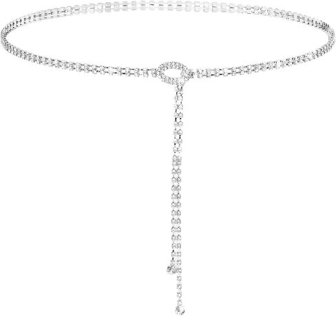 أحزمة BEWUDY RHINESTONE للنساء ، حزام سلسلة بلوريات فضي من راينستون للنساء ، حفل زفاف in Saudi Arabia