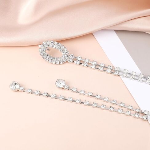أحزمة BEWUDY RHINESTONE للنساء ، حزام سلسلة بلوريات فضي من راينستون للنساء ، حفل زفاف in Saudi Arabia