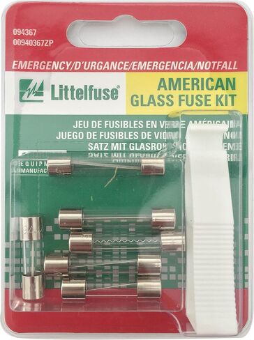 Littelfuse 00940367ZP American American Glass Glass Fuse مع واحد مجتذب ، (حزمة من 6 صمامات) in Saudi Arabia