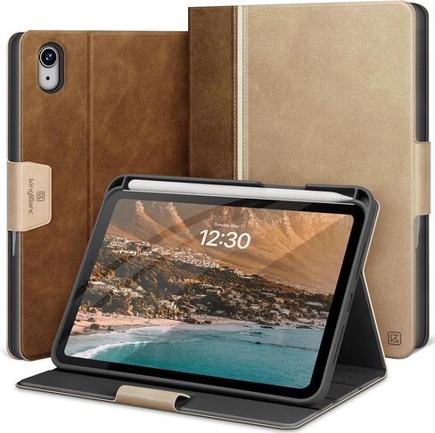 حافظة KingBlanc لجهاز iPad Mini 7 A17 Pro، حافظة iPad Mini الجيل السابع/السادس (8.3 بوصة 2024/2021) مع حامل أقلام، غطاء حامل من الجلد النباتي، النوم/الاستيقاظ التلقائي، زاوية قابلة للتعديل، إغلاق مغناطيسي، أسود in Kuwait