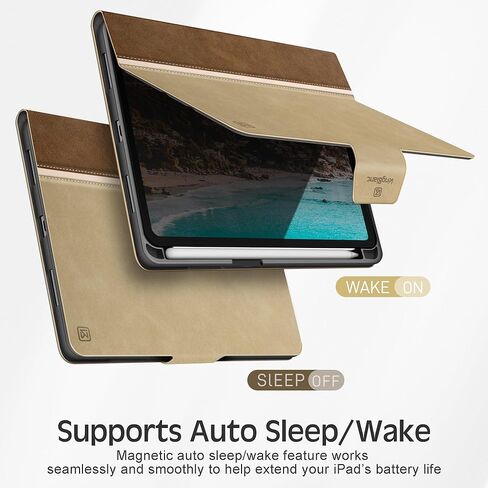 حافظة KingBlanc لجهاز iPad Mini 7 A17 Pro، حافظة iPad Mini الجيل السابع/السادس (8.3 بوصة 2024/2021) مع حامل أقلام، غطاء حامل من الجلد النباتي، النوم/الاستيقاظ التلقائي، زاوية قابلة للتعديل، إغلاق مغناطيسي، أسود in Kuwait