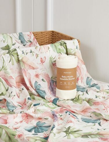 Momcozy Muslin Best Wishes Swaddle Blankets, Ultra Soft Neutral Registry Essentials, Jungle Trails & Wild Pals, Breathable Large 47'' x 47'' Newborn Boys Girls Receiving Blanket in Kuwait