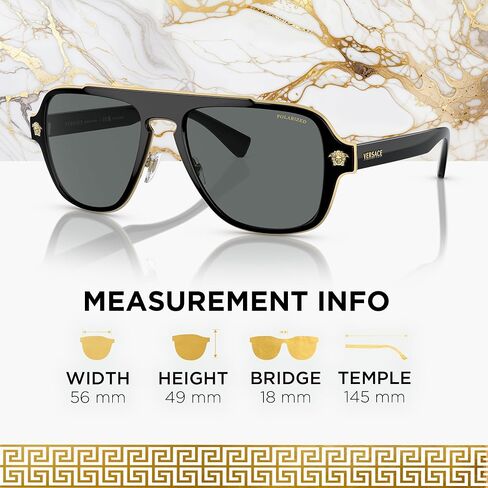 Versace VE2199 نظارة شمسية للقلب البيضاوي للرجال - إطار معدني مع معابد ، مجموعة نظارات eshades متضمنة in Kuwait