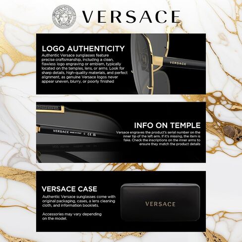 Versace VE2199 نظارة شمسية للقلب البيضاوي للرجال - إطار معدني مع معابد ، مجموعة نظارات eshades متضمنة in Kuwait