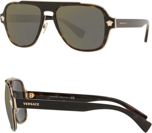 Versace VE2199 نظارة شمسية للقلب البيضاوي للرجال - إطار معدني مع معابد ، مجموعة نظارات eshades متضمنة in Saudi Arabia