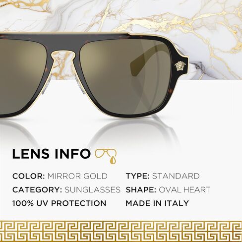 Versace VE2199 نظارة شمسية للقلب البيضاوي للرجال - إطار معدني مع معابد ، مجموعة نظارات eshades متضمنة in Saudi Arabia