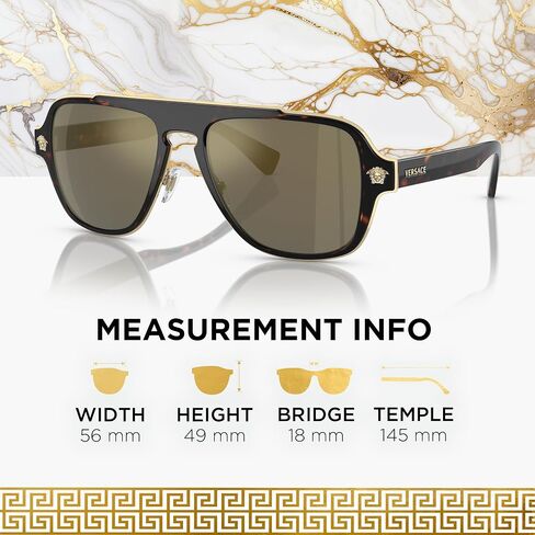 Versace VE2199 نظارة شمسية للقلب البيضاوي للرجال - إطار معدني مع معابد ، مجموعة نظارات eshades متضمنة in Saudi Arabia