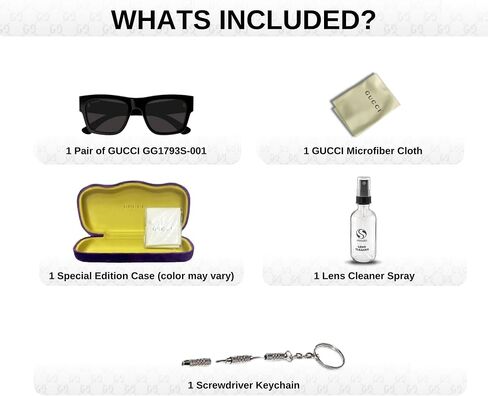 Gucci GG1793S Designer Fashion Sunglasses for Men - Stylish Square Shape Eyewear with Luxury eSHADES Kit - Embrace Sophistication and Elegance in Saudi Arabia