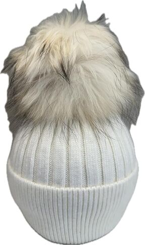 بواسطة LOOWIE BEANIE WHITE CABLE HAT WIITH الفراء اللمسات البيضاء من اللون الأسود والجمال في بوم بوم in Saudi Arabia