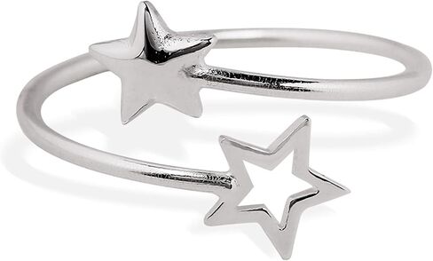 خاتم Sacina Star ، سحر نجمة من الفولاذ المقاوم للصدأ المطلي باللون الفضي ، خاتم قابل للتعديل للنساء ، عيد الميلاد الجديد هدية مجوهرات عيد الحب للنساء in Saudi Arabia