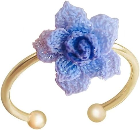 Wedding Band Promise Ring Flower Ring for Her Crochet Statement Cute Ring Size Adjustable Sturdy Unique Ring for Birthday Gift Valentine’s Day Gift in Saudi Arabia