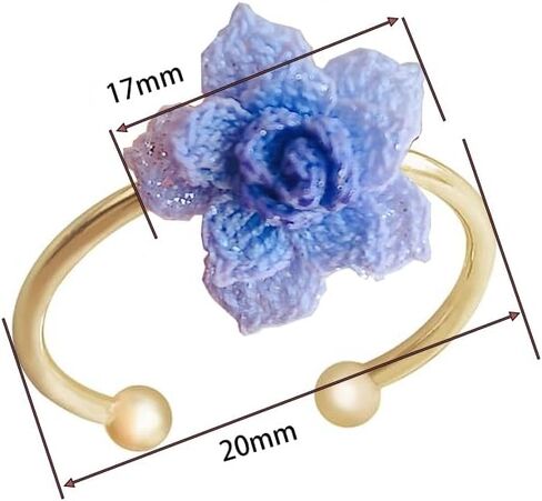 Wedding Band Promise Ring Flower Ring for Her Crochet Statement Cute Ring Size Adjustable Sturdy Unique Ring for Birthday Gift Valentine’s Day Gift in Saudi Arabia