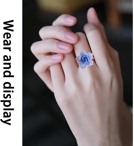 Wedding Band Promise Ring Flower Ring for Her Crochet Statement Cute Ring Size Adjustable Sturdy Unique Ring for Birthday Gift Valentine’s Day Gift in Saudi Arabia
