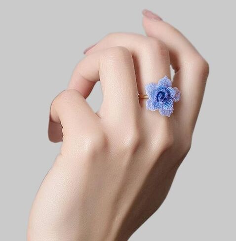 Wedding Band Promise Ring Flower Ring for Her Crochet Statement Cute Ring Size Adjustable Sturdy Unique Ring for Birthday Gift Valentine’s Day Gift in Saudi Arabia