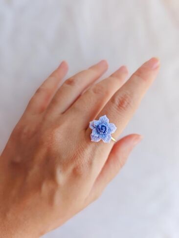 Wedding Band Promise Ring Flower Ring for Her Crochet Statement Cute Ring Size Adjustable Sturdy Unique Ring for Birthday Gift Valentine’s Day Gift in Saudi Arabia