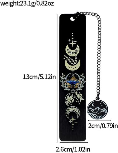 Acotar Creative Inspirational Bookmark - Stainless Steel Moon and Mountains Bookmarks with Chain Tassel, Reading Office Gift for Men Women Book Lovers (Mountain Moon 5) in Kuwait