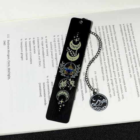 Acotar Creative Inspirational Bookmark - Stainless Steel Moon and Mountains Bookmarks with Chain Tassel, Reading Office Gift for Men Women Book Lovers (Mountain Moon 5) in Kuwait