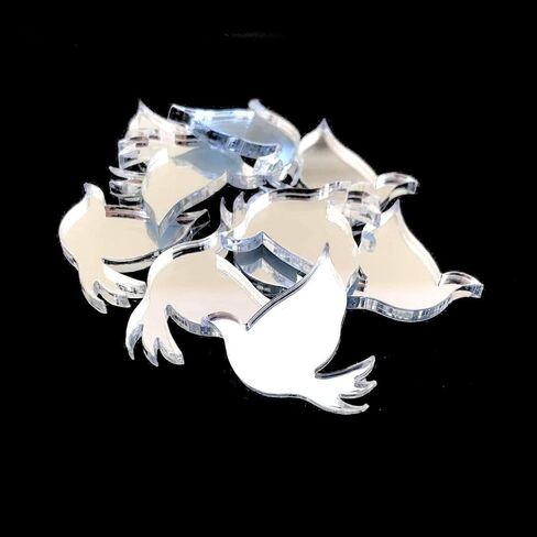 Super Congions Doves (5 اليسار و 5 يمين) على شكل مرايا صياغة على شكل ، مجموعة من 10 ، العديد من الألوان ، أكريليك مقاوم ، مرآة فضية ، حزمة من 10 × 6 سم in Saudi Arabia