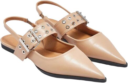 Floerns Women's Buckled Straps Pointed Toe Slingback Flat Ballerina Shoes in Saudi Arabia