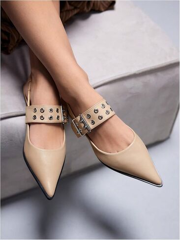 Floerns Women's Buckled Straps Pointed Toe Slingback Flat Ballerina Shoes in Saudi Arabia