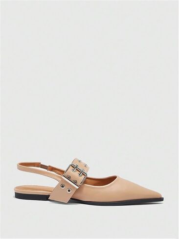 Floerns Women's Buckled Straps Pointed Toe Slingback Flat Ballerina Shoes in Saudi Arabia