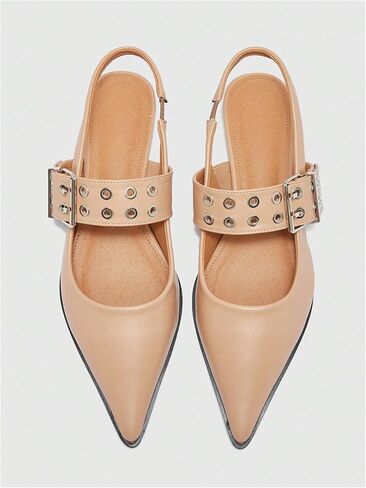Floerns Women's Buckled Straps Pointed Toe Slingback Flat Ballerina Shoes in Saudi Arabia