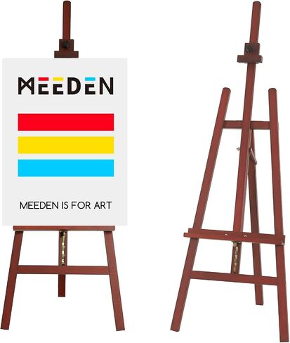 MEEDEN Large Basic Studio Easel: Hold Canvas up to 50'' Solid Beech Wood Artist Easel - Adjustable Height and Working Angles A-Frame Floor Painting Easel for Adults Artist Beginners Students in Saudi Arabia