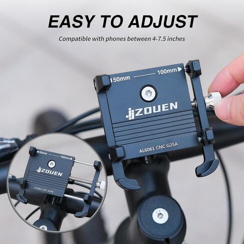 Bike Phone Holder, Bicycle Phone Mount, Aluminum Bike Cell Phone Mount Holder for MTB, Road Bike, Cruiser Bike, Fit 4-7 inch Phones in Saudi Arabia