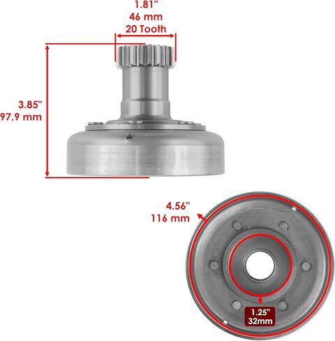 Caltric Clutch Housing Drum في اتجاه واحد مع حامل الحاملة وحشية متوافقة مع Kawasaki Bayou 220 KLF220A 1988-2002 in Saudi Arabia
